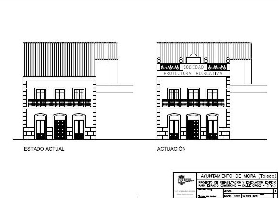 Plano alzado del Proyecto Espacio Coworking de Mora